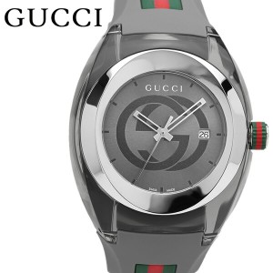 GUCCI グッチ 腕時計 ウォッチ ラバー メンズ グレー 46mm 日常生活防水 クオーツ ファッション ブランド ギフト 贈り物 プレゼント ya13