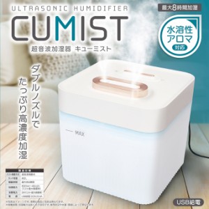 送料無料 超音波加湿器 2L キューミスト 超音波 加湿器 アロマ対応 噴霧モード切替 大容量 LEDライト付き USB電源 卓上 AXL-387