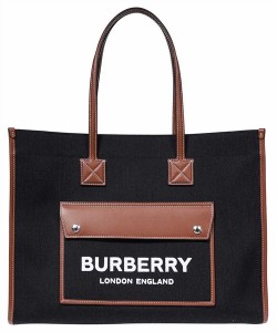 送料無料 バーバリー トートバッグ 8055747 レディース ツートン ロゴ フレヤ ブラック BURBERRY