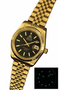 送料無料 エルジン/ELGIN 自動巻き 腕時計 ゴールドIPメッキ FK1428G-B