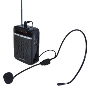 送料無料 ポータブル拡声器 NX-BV10 ヘッドマイク付きスピーカー ワイドFMラジオ