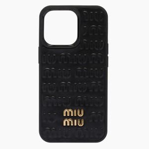 送料無料 ミュウミュウ iPhoneケース 5ZH149 2F5X F0002 レザー エンボスロゴ iPhone13Proケース スマホケース MIU MIU