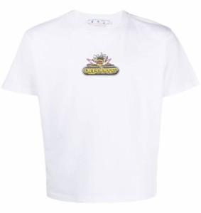 送料無料 オフホワイト OFF-WHITE アローモチーフ ショートスリーブ Tシャツ 半袖 90S Dj Slim Fit T-Shirt in White/Fuchsia OMAA027S22