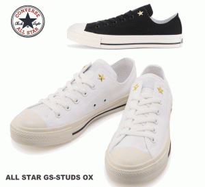 コンバース ローカット オールスター GSスタッズ ＯＸ メンズ レディース ALL STAR GS-STUDS OX ホワイト ブラック ゴールド 黒 白 スニ