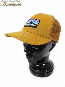 古着 帽子 16s Patagonia パタゴニア ロゴ BIG 刺しゅう メッシュ キャップ Free 雑貨 古着 美品!