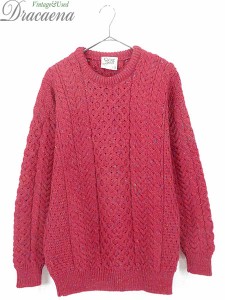 古着 ニット IRELAND製 Carraig Donn ローゲージ ネップ ウール フィッシャーマン アラン ニット セーター M 古着の