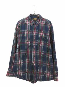 古着 50s KOLESPORT 好配色 ブラック チェック プリント ネル シャツ 