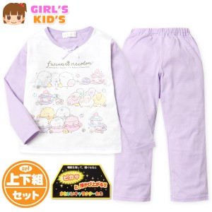 【送料無料】女児 キッズ 天竺 長袖 光るパジャマ ふんわりねころん 上下組 蓄光プリント ラメ リボン 薄手 子供服 女の子 100cm 110cm 1