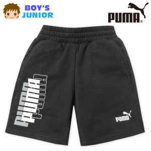 【送料無料】男児 ジュニア 裏毛 スウェット ショーツ PUMA ジャージ ウエストゴム ボトムス 子供服 td-0408b-bk【メール便対応】