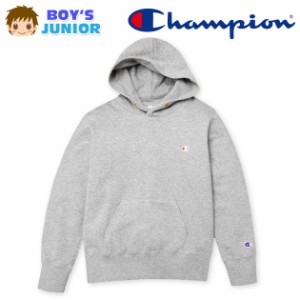 【送料無料】男児 ジュニア Champion/チャンピオン 裏毛 長袖 プルパーカー 無地 ロゴ刺繍 カンガルーポケット 子供服 男の子 140cm 150c