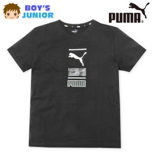 【送料無料】男児 ジュニア 本体コットン100％ 半袖 Tシャツ PUMA/プーマ 迷彩ロゴプリント td-0420b-bk【メール便対応】