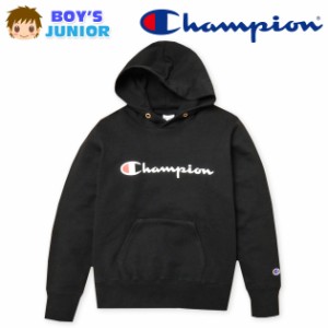 【送料無料】男児 ジュニア Champion/チャンピオン 裏毛 長袖 プルパーカー ロゴプリント 刺繍 カンガルーポケット 子供服 男の子 140cm 