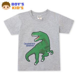 【送料無料】男児 キッズ 綿混 半袖 Tシャツ 恐竜 ロゴプリント 子供服 男の子 100cm 110cm 120cm 130cm nw-0331a【メール便対応】