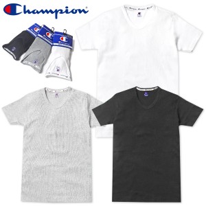 【送料無料】紳士 メンズ テレコリブ 半袖 Tシャツ Champion 肌着 Vネック 綿100％ アンダーウェア インナー yg-1935【メール便対応】