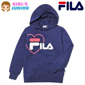 【送料無料】女児 ジュニア ミニ裏毛 長袖 スウェット パーカー FILA/フィラ ハート＆ロゴ 薄手 子供服 女の子 140cm 150cm 160cm td-035