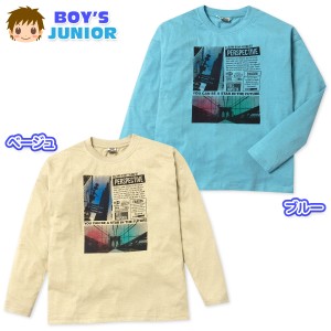 【送料無料】男児 ジュニア 本体綿100％ 長袖 Tシャツ ゆったりシルエット フォトプリント 子供服 男の子 nw-0781【メール便対応】