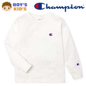 【送料無料】男児 キッズ 長袖 Tシャツ Champion/チャンピオン 本体綿100％ 袖口リブ ロゴ刺繍 子供服 男の子 110cm 120cm 130cm td-0184