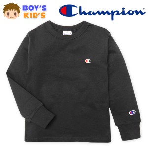 【送料無料】男児 キッズ 長袖 Tシャツ Champion/チャンピオン 本体綿100％ 袖口リブ ロゴ刺繍 子供服 男の子 110cm 120cm 130cm td-0184