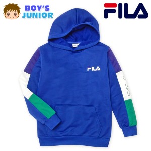 【送料無料】男児 ジュニア スウェット プルパーカー FILA/フィラ ブロック配色 プリント 刺繍 子供服 男の子 140cm 150cm 160cm td-0188