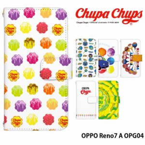 OPPO Reno7 A OPG04 ケース 手帳型 オッポ レノ7a reno7a カバー デザイン Chupa Chups チュッパチャプス