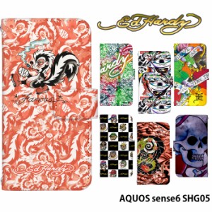 AQUOS sense6 SHG05 ケース 手帳型 アクオスセンス6 カバー デザイン ED HARDY 正規品 エドハーディー