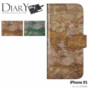iPhoneXS iPhone XS ケース 手帳型 アイフォンXS デザイン かわいい 世界地図
