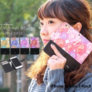 iPhone 12 mini 5.4inch ケース 手帳型 デザイン Mimi rose