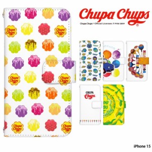 iPhone 15 ケース 手帳型 iphone15 アイフォン15 アイホン15 カバー デザイン Chupa Chups チュッパチャプス