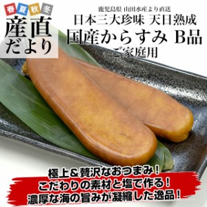 鹿児島県 山田水産より直送 天日熟成 国産からすみ B品 ご家庭用 Mサイズ 片腹× 2本入り（71gから90ｇ×2本） 送料無料 カラスミ ボラ 