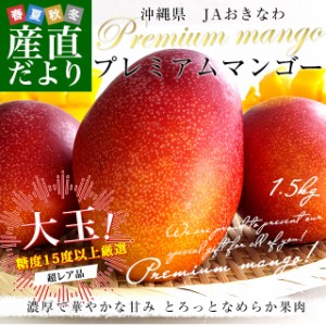 沖縄県より産地直送 JAおきなわ プレミアムマンゴー 赤秀品 大玉3Lから2Lサイズ 1.5キロ前後 (3玉から4玉入) 送料無料 沖縄マンゴー アッ