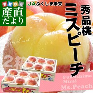 福島県より産地直送 JAふくしま未来 秀品桃 ミスピーチ 約2キロ×2箱セット (5玉から9玉×2箱) 送料無料 もも 桃