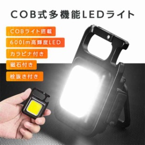 COB LED ライト 投光器 led 屋外 防水 充電式 ミニライト ハンディライト 懐中電灯 カラビナ 栓抜き 防水防滴