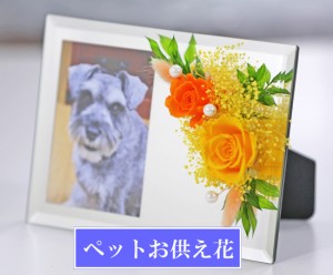 仏花 お供え ペット 犬 猫 即日配送 ペットお供え花 仏花 お供え花 写真立て 【フォトミラー】 ブリザードフラワー 仏壇用 プリザーブド