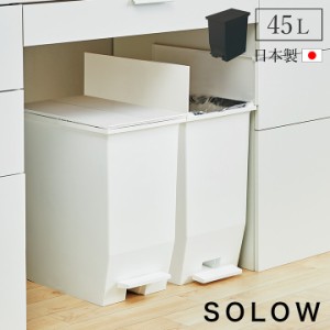 ゴミ箱 45L ふた付き スリム キッチン「SOLOW」 ペダルオープンツイン