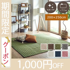 ラグ 夏 洗える 3畳 カーペット 長方形 200×250 cm 夏 用 カーペット 軽量 洗える ラグカーペット コテージ キルトラグ 洗える 送料