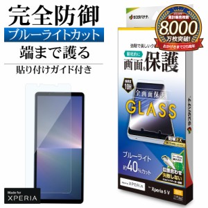 Xperia 5 V SO-53D SOG12 XQ-DE44 ガラスフィルム 全面保護 ブルーライトカット 高光沢 透明 クリア 0.33mm 10H GE4097XP55 ラスタバナナ