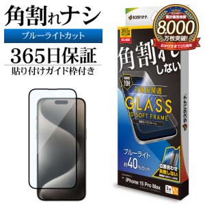 iPhone15 Pro Max ガラスフィルム 全面保護 ブルーライトカット 高光沢 角割れしない 0.25ｍｍ 硬度10H SE4048IP367P ラスタバナナ