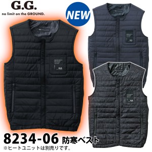 桑和 防寒ベスト 8234-06 4L/6L G.G. 大きい クルーネック インナー アウター 2WAY 撥水 軽量 ポリエステル 秋冬 スタイリッシュ カジュ