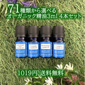 &SH お試し オーガニック エッセンシャルオイル 3ml ×4本 セット アンドエスエイチ [ 夜 おしゃれ 無添加 天然 香り 手作り コスメ 化粧