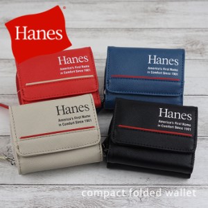 三つ折り財布 コンパクト財布 財布  折りたたみ財布 Hanes ヘインズ プリント ロゴ  シボ柄 角シボ  メンズ  クリスマス 男性向け おしゃ