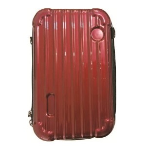 スーツケース型ポーチ ストライプ柄 赤 SA-478 サントス プレゼント