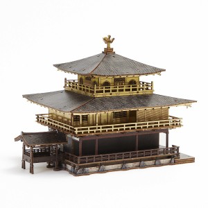 メール便送料無料 Wooden Art ki-gu-mi 金閣寺 カラーVer.  エーゾーン 木組 立体パズル 木製 工作 おもちゃ インテリア プレゼント ギフ