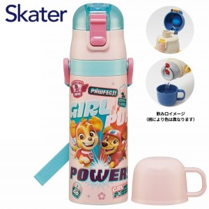 水筒 直飲み 超軽量2WAY ステンレスボトル470ml コップ飲み430ml パウ・パトロール SKDC4 スケーター キャラクター かわいい ワンプッシ