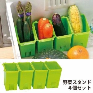 野菜スタンドケース　連結式　4個セット　スケーター【冷蔵庫内/収納/保存/野菜ストッカー/収納グッズ/キッチン収納/日本製】