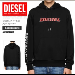 ディーゼル DIESEL パーカー プルオーバー フーディー A02967 RHAYT S-GIRK-HOOD-K10 フードパーカー スウェット ロゴ ブラック DS30117