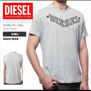 DIESEL ディーゼル Tシャツ クルーネック 半袖 メンズ 00SLSP R091B R-JOE-I ロゴ プリント グレー DS41352 メール便送料無料