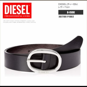 ディーゼル DIESEL ベルト ヴィンテージ レザーベルト X07789 P1982 B-ISIDE シンプル ロゴ ブラック DS8057