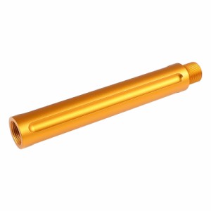 SLONG Airsoft アウターバレルエクステンション フルート (14mm逆ネジ/117mm) GOLD