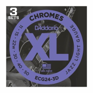 Daddario ECG24-3D フラットワウンド弦 XL Chromes Flat Wound 3セットパック〈ダダリオ〉