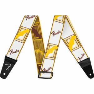 Fender Weighless 2" Monogrammed Strap, White/Brown/Yellow ギターストラップ〈フェンダー〉